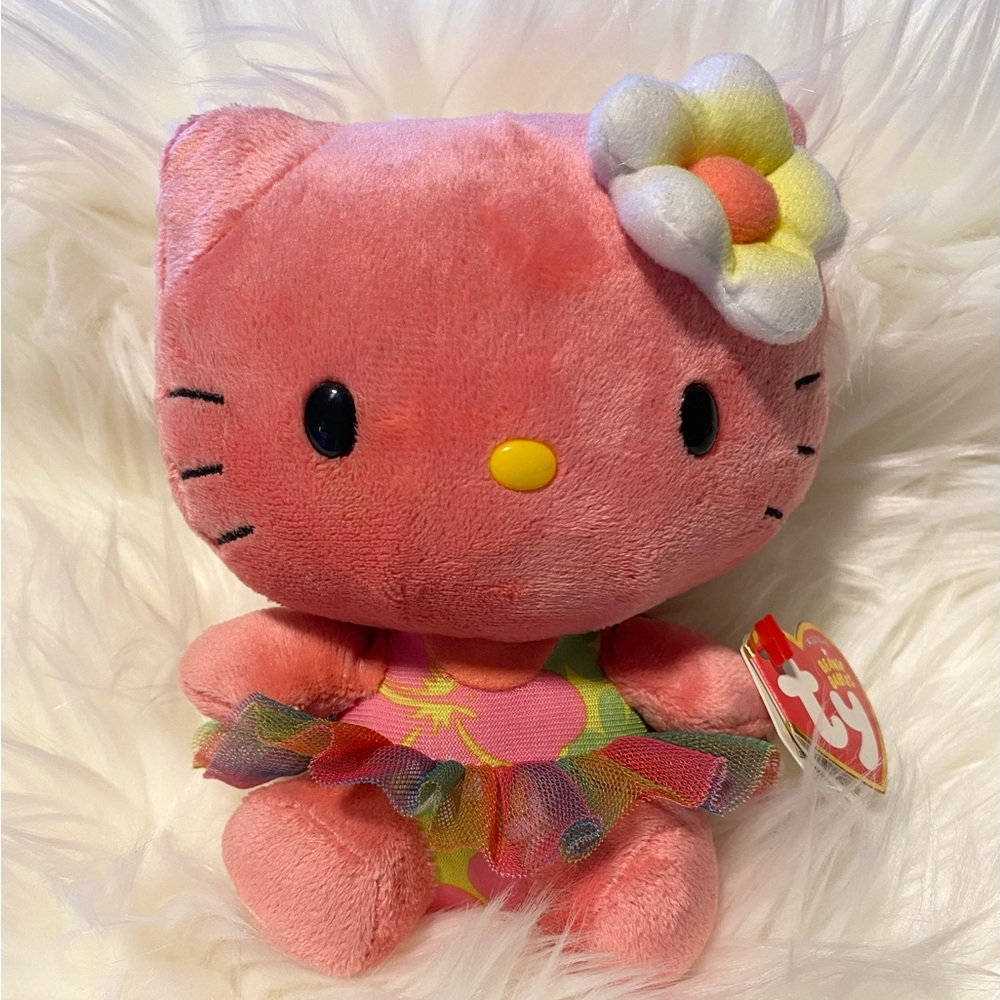 Sanrio Hello Kitty TY Beanie Babies Collection - Pink Tropical Rainbow Tutu